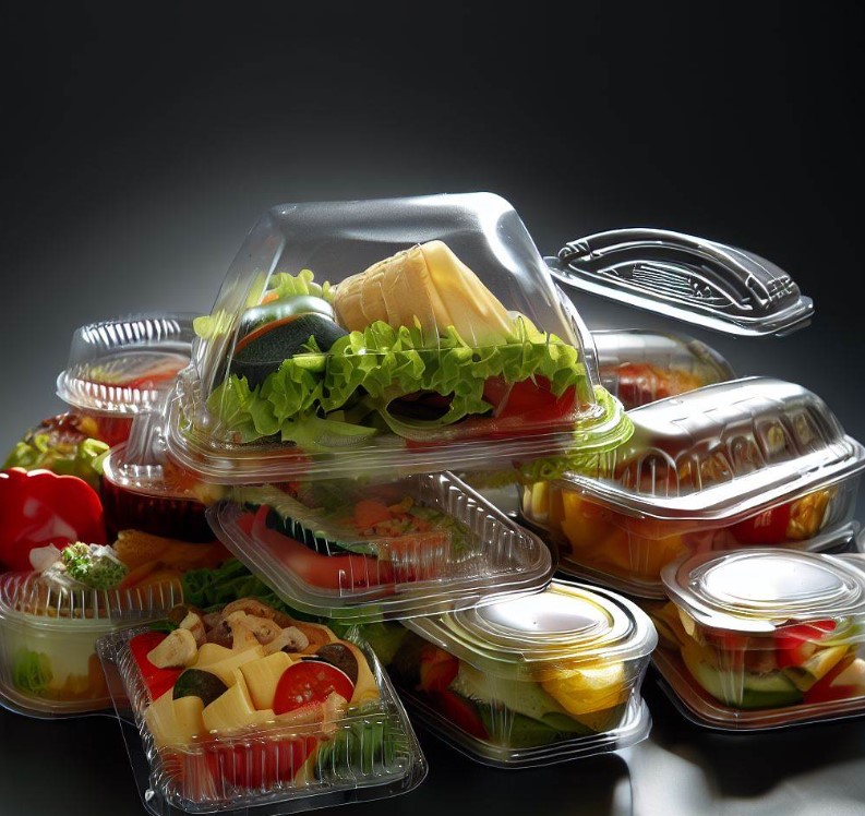 plastikowe opakowania z jedzeniem