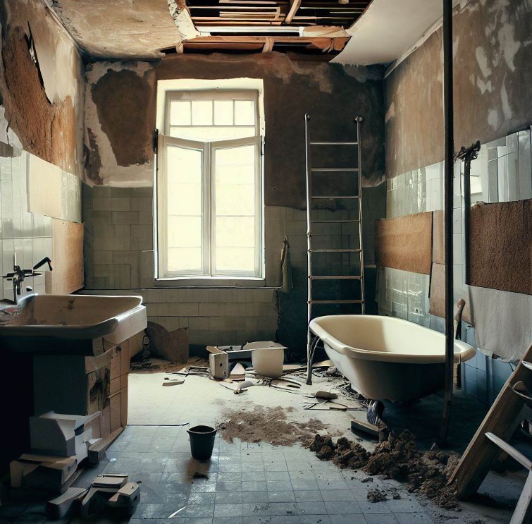 łazienka w trakcie remontu